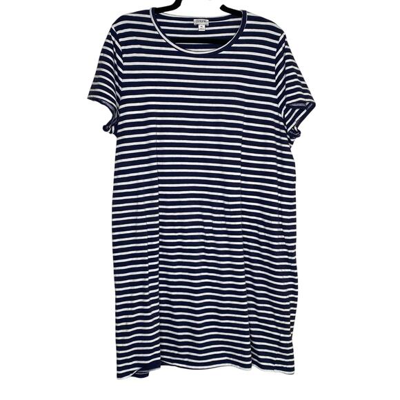 J. Crew Blue and White Nautical Striped 100% Cotton T Shirt Dress Size XL - Picture 1 of 10